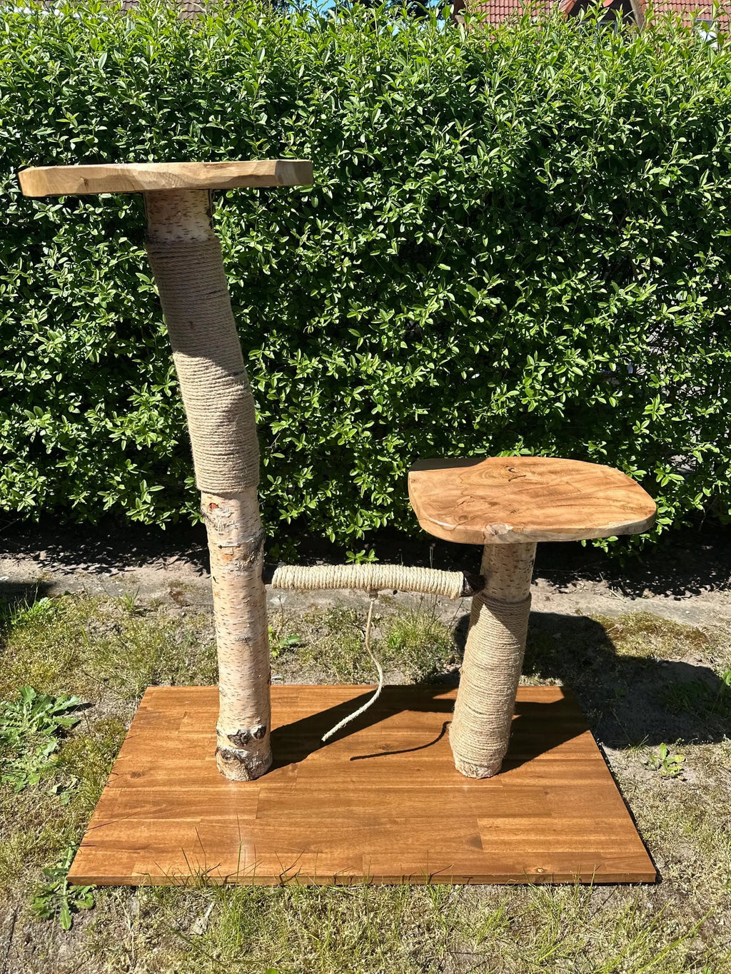 Kratzbaum "Emma" mit 2 Liegeflächen – 80-90 cm hoch – stabil & modern – Katzenmöbel für große u. kleine Katzen – Kratzsäule aus Natur-Sisal Bunterkopf