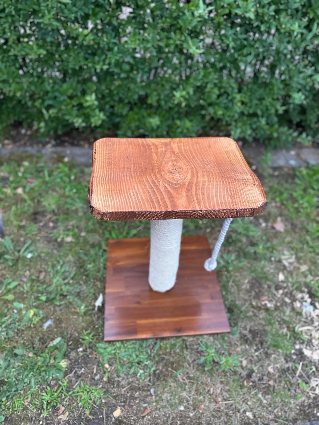 Kratzbaum "Bruno" aus Naturholz - Handgefertigt – Birke & Akazie – Für Innen und Außen – Platzsparend  – Kratzmöbel für Katzen – Nachhaltiges Design Bunterkopf