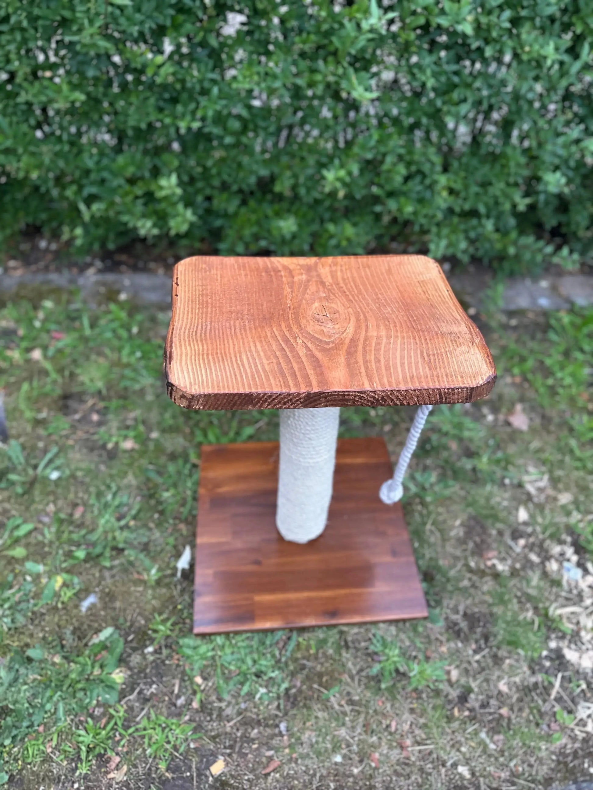 Kratzbaum "Bruno" aus Naturholz - Handgefertigt – Birke & Akazie – Für Innen und Außen – Platzsparend  – Kratzmöbel für Katzen – Nachhaltiges Design Bunterkopf