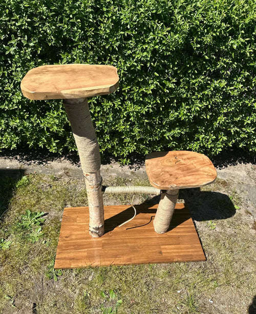 Kratzbaum "Emma" mit 2 Liegeflächen – 80-90 cm hoch – stabil & modern – Katzenmöbel für große u. kleine Katzen – Kratzsäule aus Natur-Sisal Bunterkopf